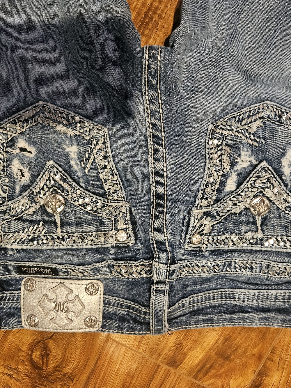 Miss Me Blue Distressed Embroidered Kids Jeanssize 16 In Kids